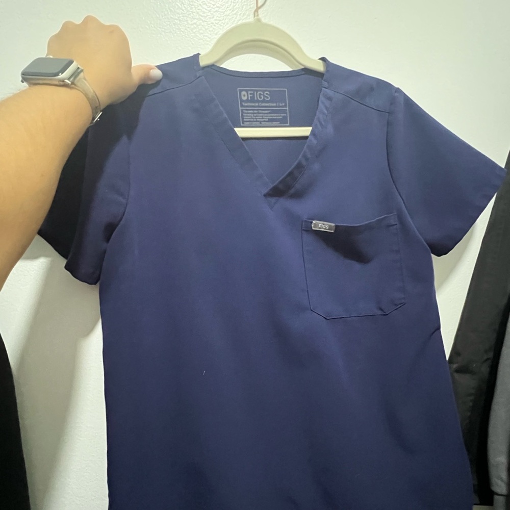 Figs Catalina Navy Blue V-Neck Scrub Top